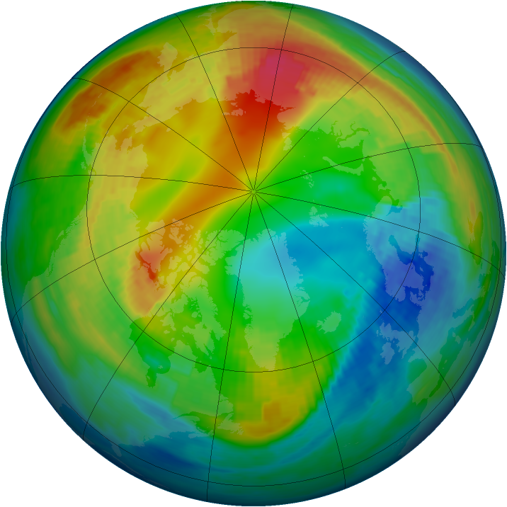 Arctic ozone map for 12 February 1993